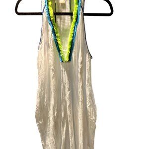 Magaschoni White Maxi Dress w/ Fringe Trim – Size L